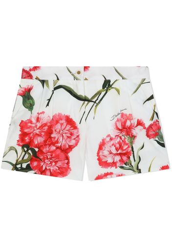 Dolce & Gabbana Kids floral-print cotton shorts - White