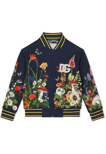 Dolce & Gabbana Kids floral-print bomber jacket - Blue