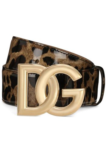 Dolce & Gabbana KIM DOLCE&GABBANA leopard-print logo-buckle belt - Brown