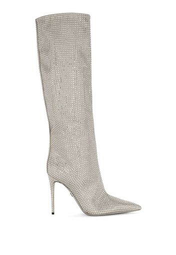 Dolce & Gabbana crystal-embellished knee-length boots - Silver