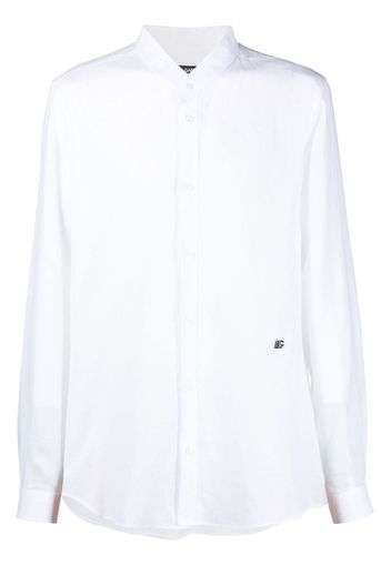 Dolce & Gabbana logo-plaque linen shirt - White