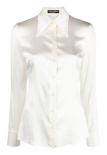 Dolce & Gabbana long-sleeved silk shirt - Neutrals