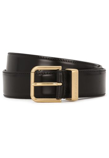 Dolce & Gabbana logo-engraved buckle leather belt - Black