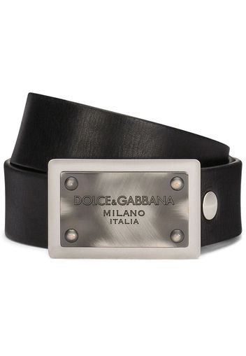 Dolce & Gabbana logo-buckle leather belt - Black