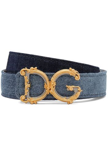 Dolce & Gabbana logo-plaque denim belt - Blue