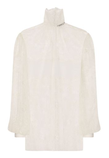 Dolce & Gabbana sheer-lace high-neck bouse - White