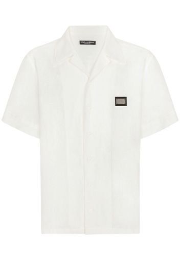 Dolce & Gabbana logo-plaque linen shirt - White