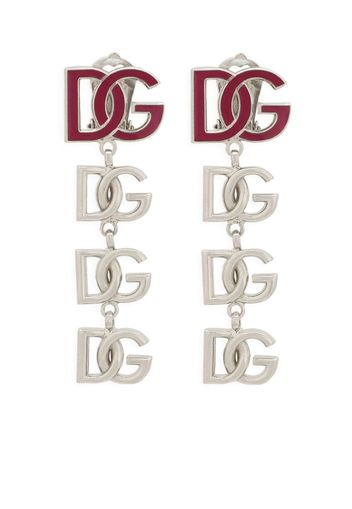 Dolce & Gabbana logo drop earrings - Silver