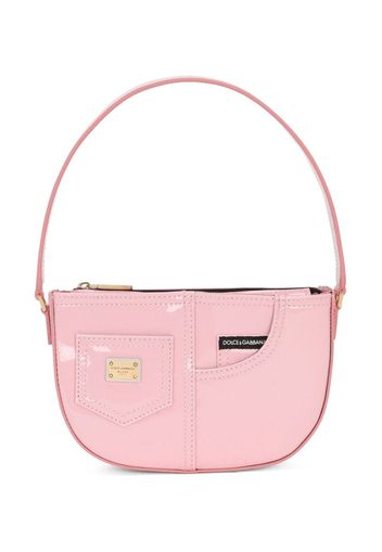 Dolce & Gabbana Kids patent-finish leather shoulder bag - Pink