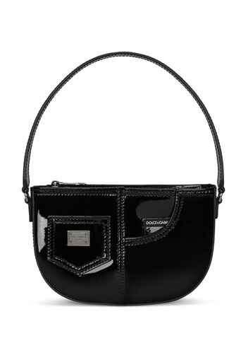 Dolce & Gabbana Kids patent-finish leather shoulder bag - Black