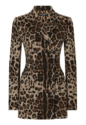 Dolce & Gabbana leopard-print double-breasted blazer - Neutrals