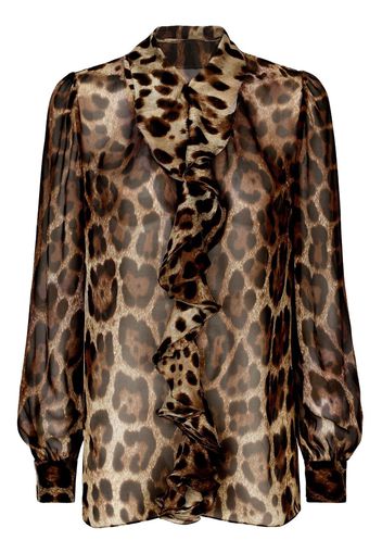 Dolce & Gabbana leopard-print silk blouse - Brown