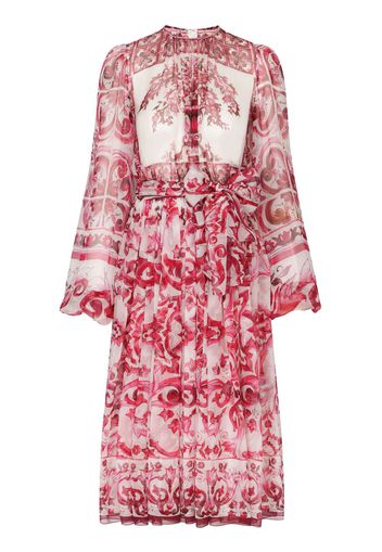 Dolce & Gabbana Majolica-print silk dress - Red