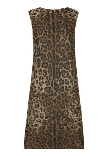 Dolce & Gabbana leopard-jacquard mid-length dress - Brown