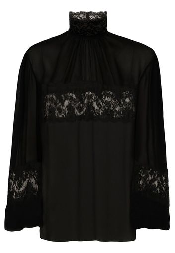 Dolce & Gabbana lace-embellished high-neck blouse - Black