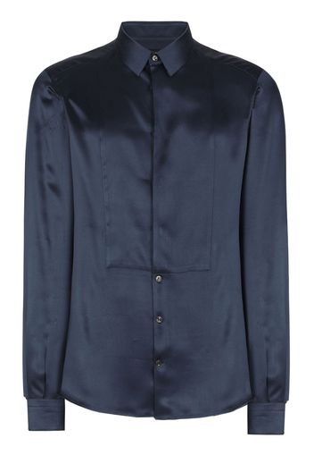 Dolce & Gabbana long-sleeved satin-finish silk shirt - Blue