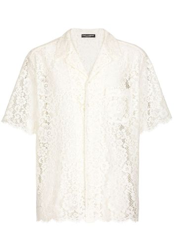 Dolce & Gabbana sheer-coverage lace shirt - White