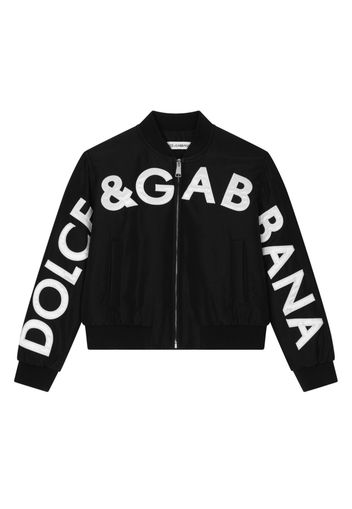 Dolce & Gabbana Kids logo-print bomber jacket - Black