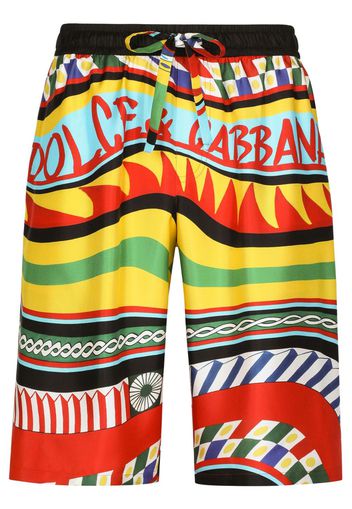 Dolce & Gabbana Carreto-print silk bermuda shorts - Multicolour