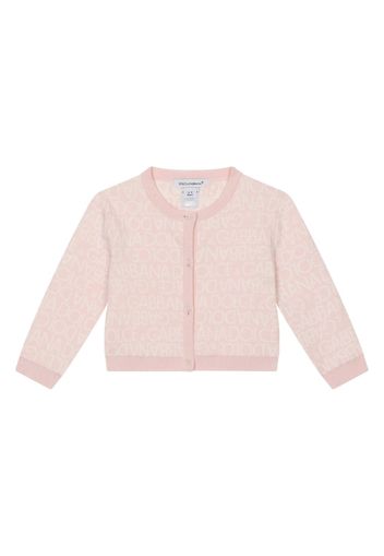 Dolce & Gabbana Kids logo-intarsia round-neck cardigan - Pink