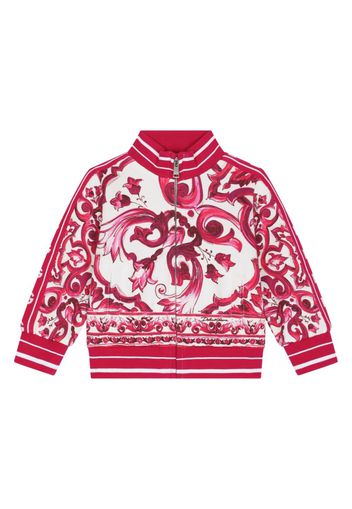 Dolce & Gabbana Kids majolica-print zip-up jacket - Red