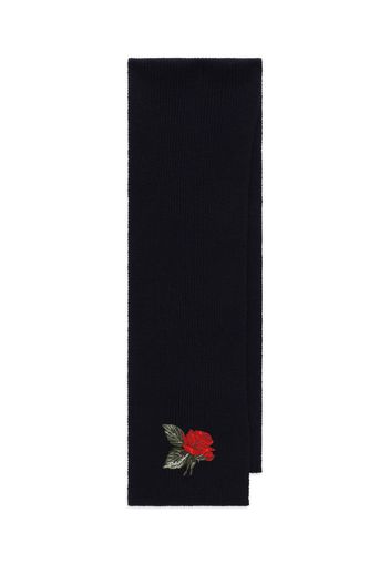 Dolce & Gabbana Kids rose-patch virgin-wool scarf - Black