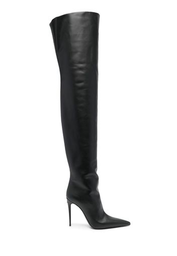 Dolce & Gabbana suspender belt leather boots - Black