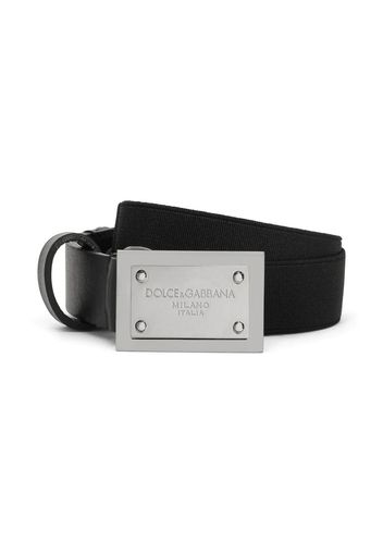 Dolce & Gabbana Kids logo-plaque leather belt - Black