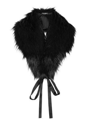 Dolce & Gabbana ribbon-fastening faux-fur scarf - Black