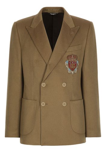 Dolce & Gabbana logo-crest double-breasted blazer - Brown