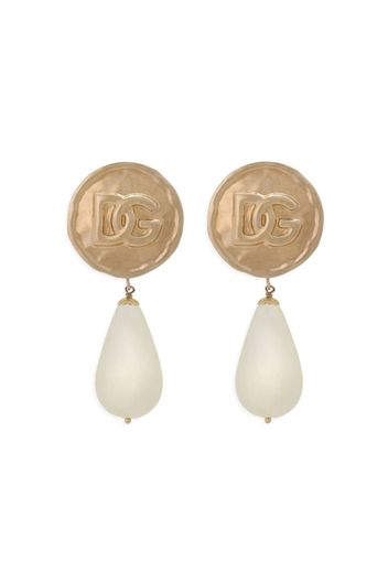 Dolce & Gabbana logo-embossed drop earrings - Gold