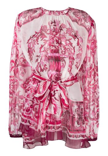 Dolce & Gabbana Majolica-print silk blouse - Pink