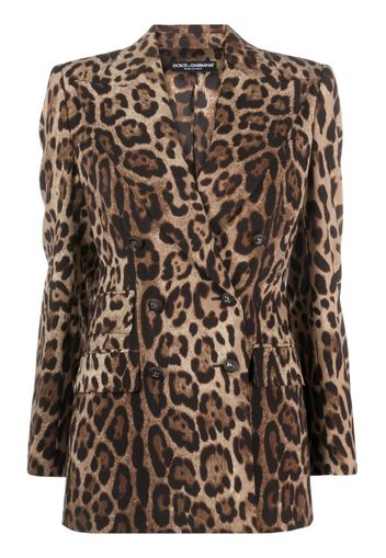 Dolce & Gabbana leopard-print double-breasted blazer - Neutrals