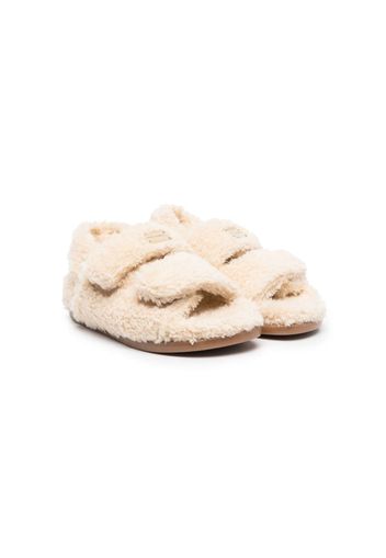 Dolce & Gabbana Kids faux-shearling touch-strap sandals - Neutrals