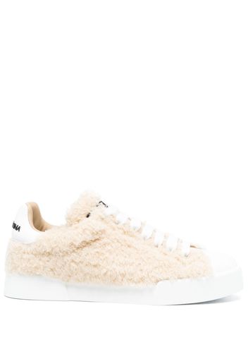 Dolce & Gabbana embossed-logo leather trainers - White