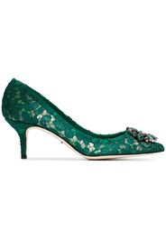 Dolce & Gabbana green Bellucci 60 lace crystal pumps