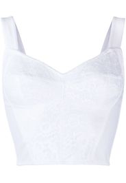 Dolce & Gabbana cropped lace-embroidered top - White