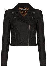 jacquard printed biker jacket