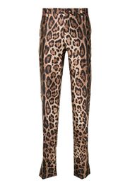 leopard print slim-fit trousers