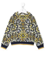 Majolica print zip-up hoodie