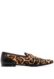 brown Erice leopard print calf hair loafers