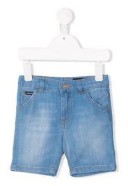 logo plaque denim shorts