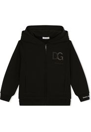 Dolce & Gabbana Kids logo patch zip-front hoodie - Black