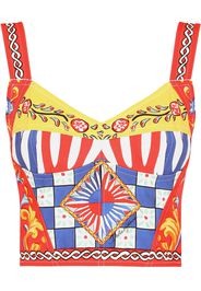 Dolce & Gabbana Carretto-print bustier top - Red