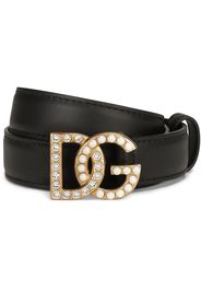 Dolce & Gabbana logo-plaque studded belt - Black