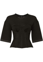 Dolce & Gabbana short-sleeved bralette-effect blouse - Black