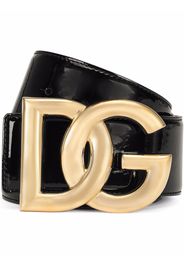 Dolce & Gabbana patent DG-logo buckle belt - Black