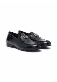 Dolce & Gabbana Kids logo-plaque leather loafers - Black