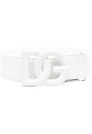 Dolce & Gabbana logo-plaque leather belt - White