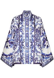 Dolce & Gabbana Majolica-print batwing-sleeve shirt - Blue